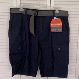 Wear First Mens Blue Cargo Shorts Flex Waist Size 40 Breathable Mesh Pockets